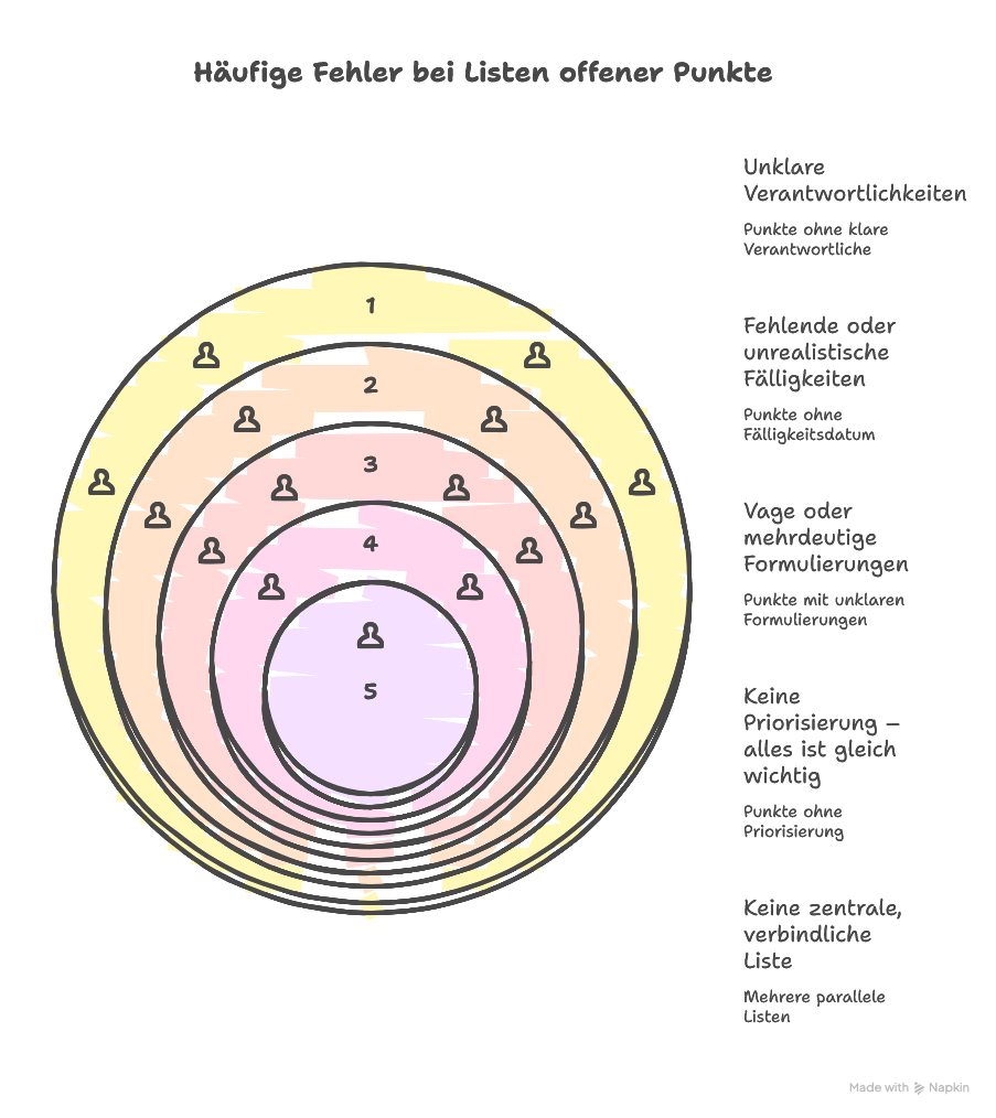 Häufigsten Fehler bei Listen offener Punkte