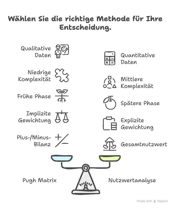 Pugh Matrix vs. Nutzwertanalyse