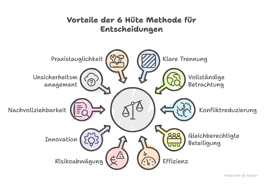 Vorteile der 6 Hüte Methode für Entscheidungen