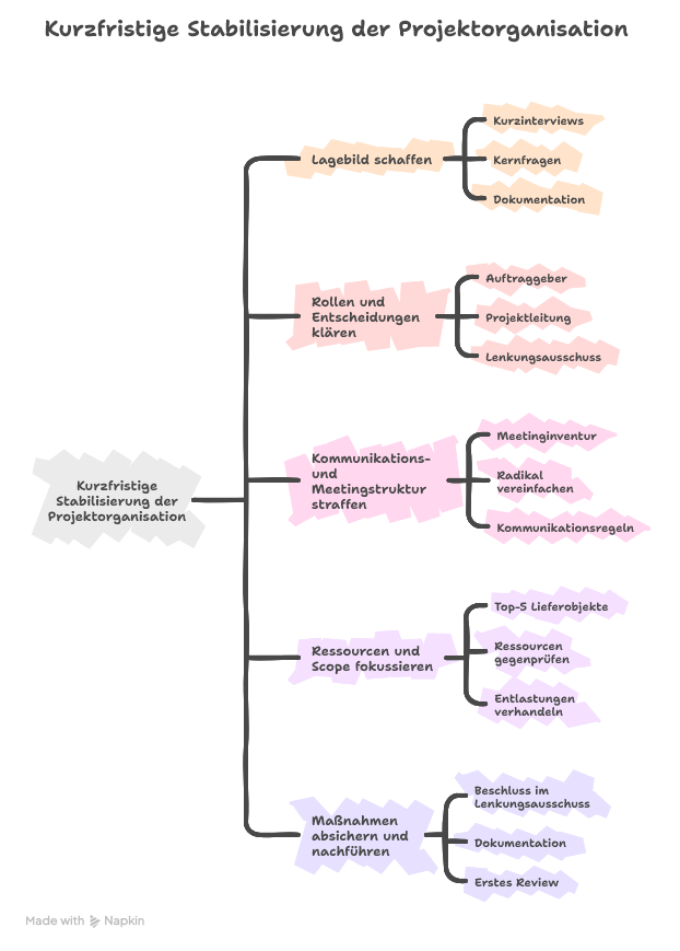 Projektorganisation kurzfristig stabilisieren